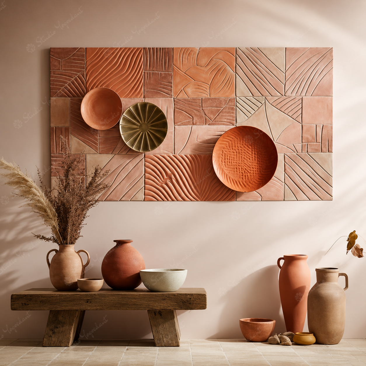 Terracotta Clay Tile 3D Wall Art