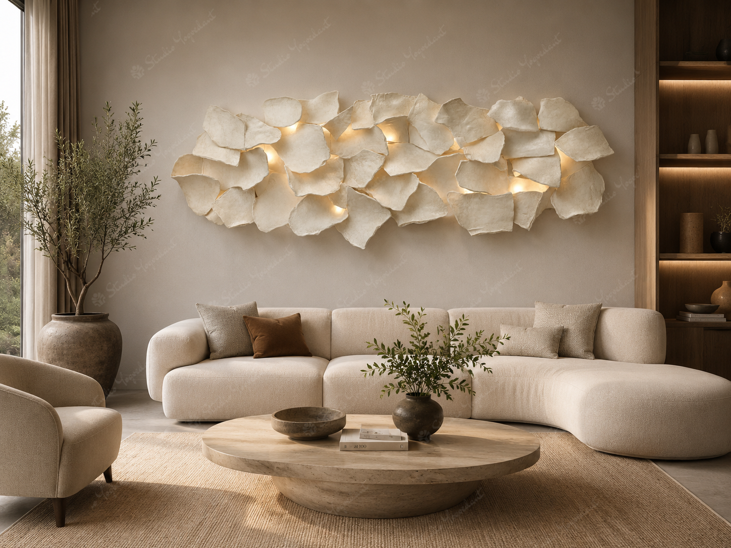 White Ceramic Lighted Shell Wall Art