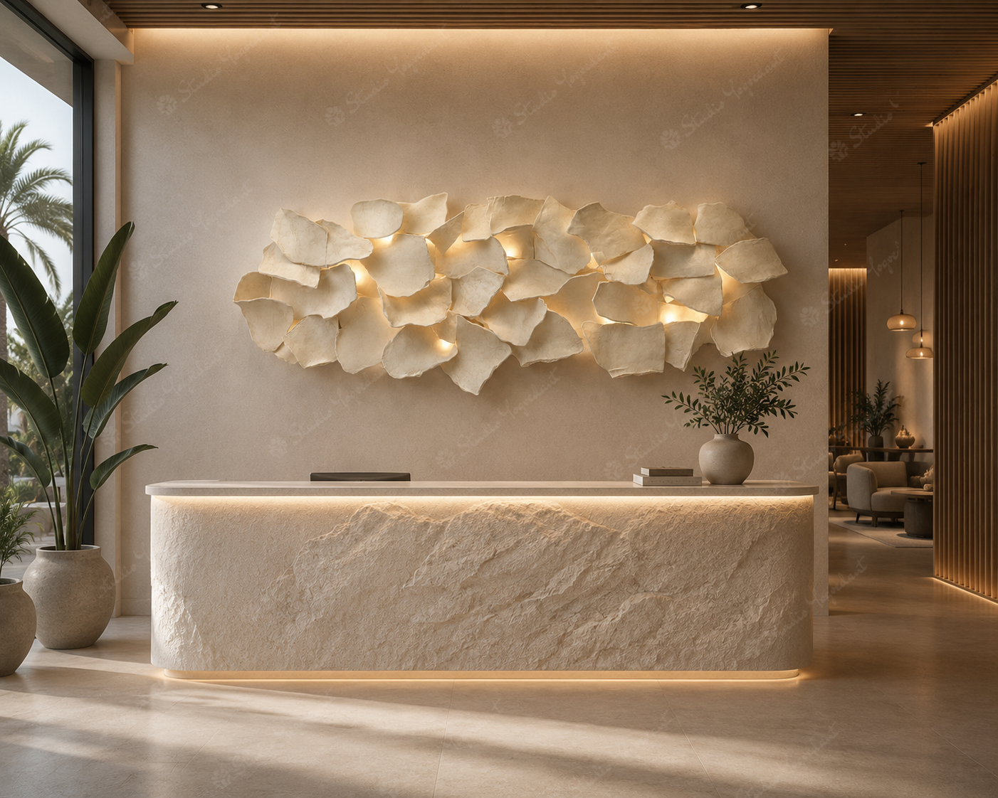 White Ceramic Lighted Shell Wall Art - Image 2