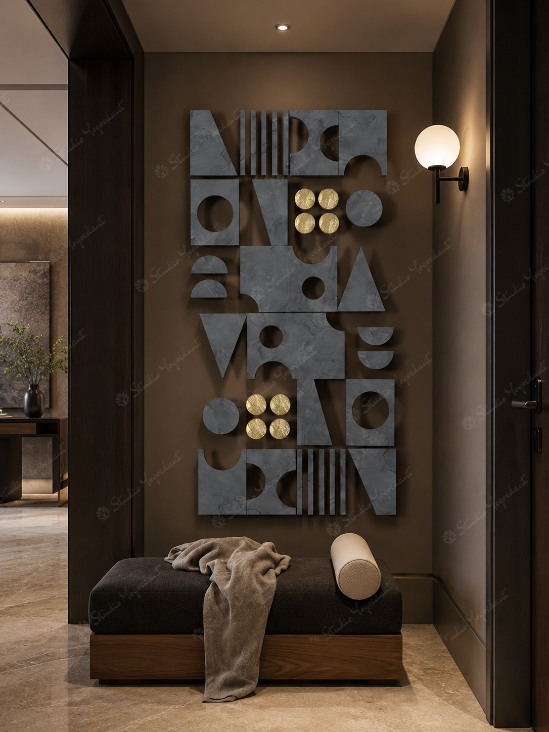 Modern Grey Geometric Puzzle Wall Art