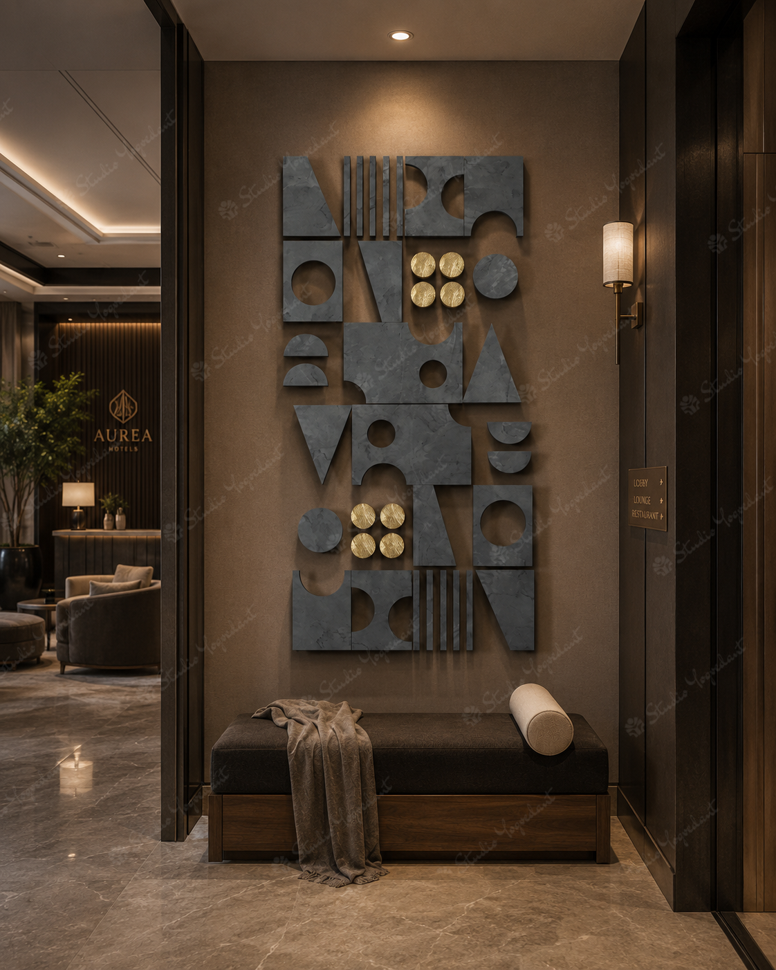 Modern Grey Geometric Puzzle Wall Art - Image 2