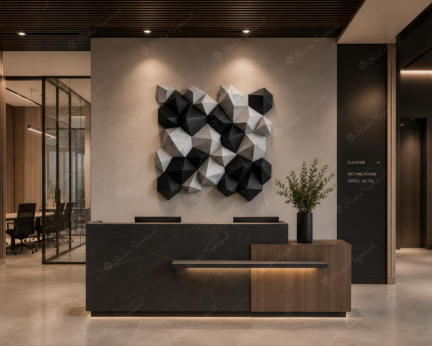 3D Geometric Block Wall Art - Image 2