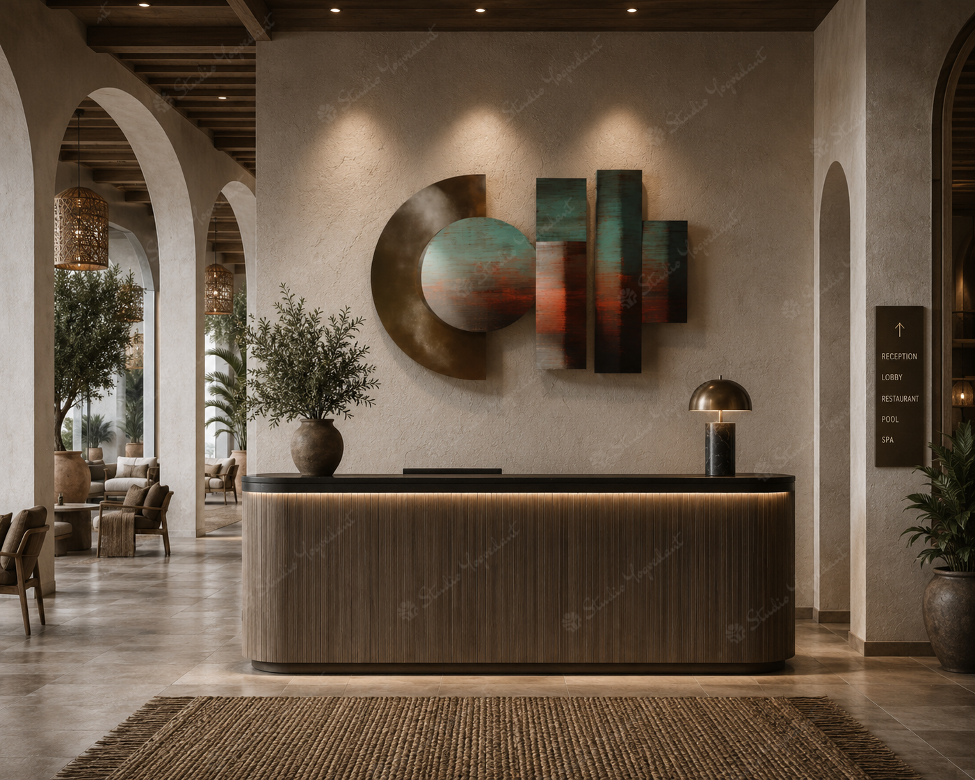Brass Geometric Wall Sculpture - Image 2