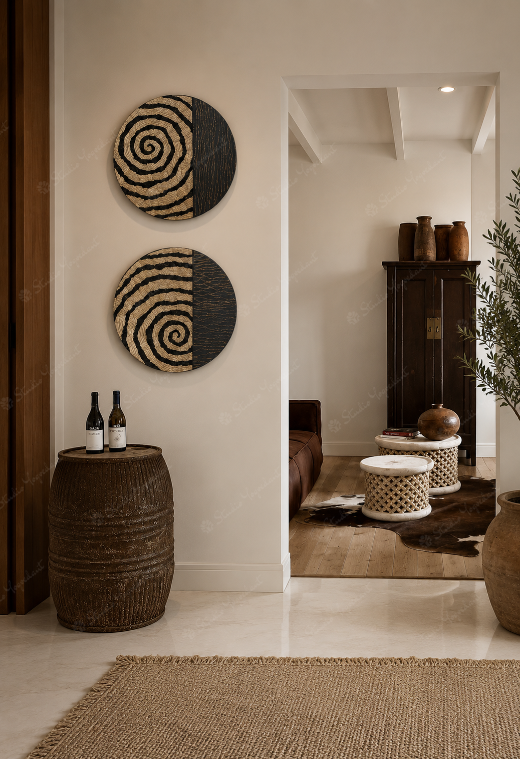 African Spiral Circular Wall Art