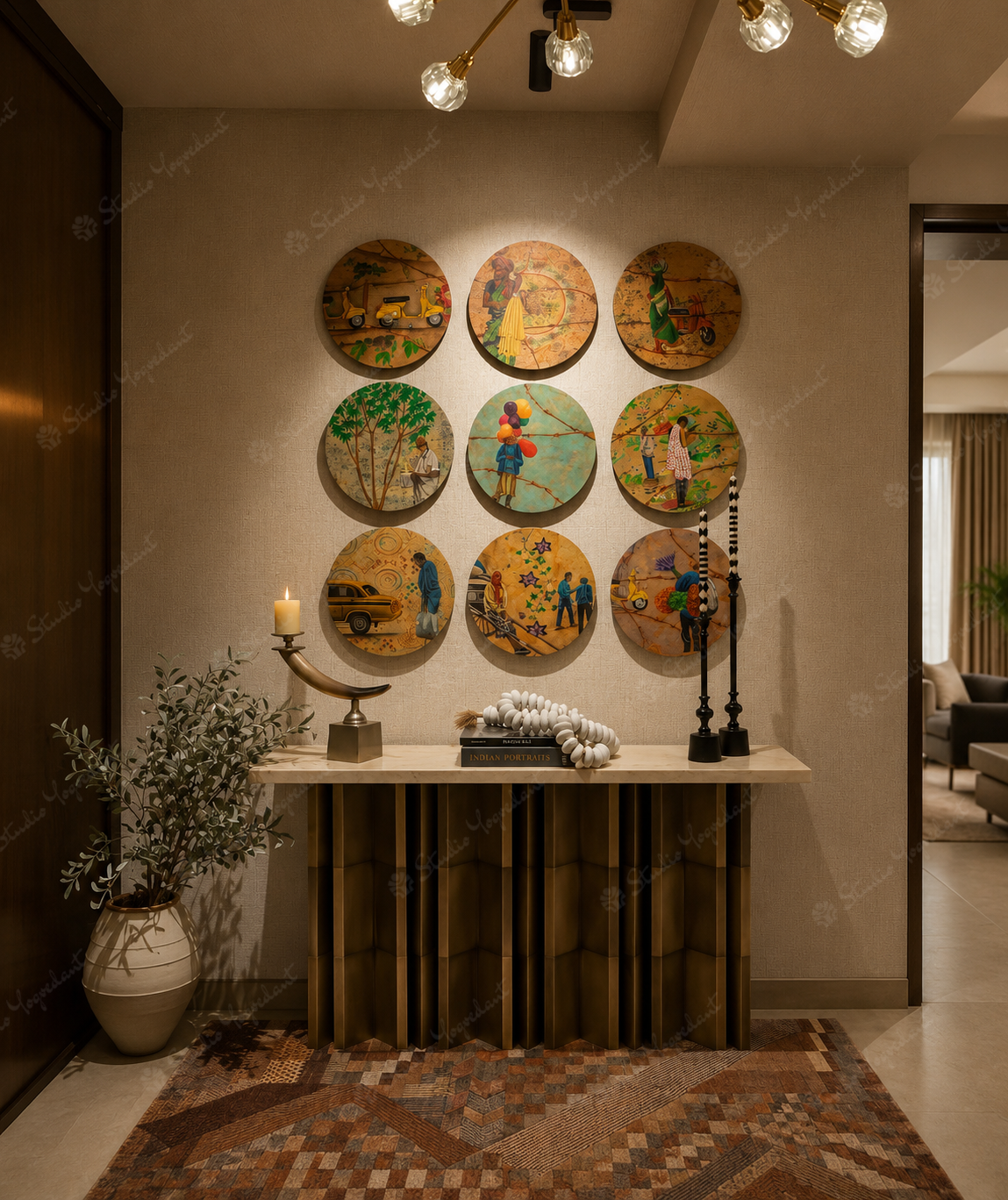 9-Piece Round Cultural Wall Sculpture