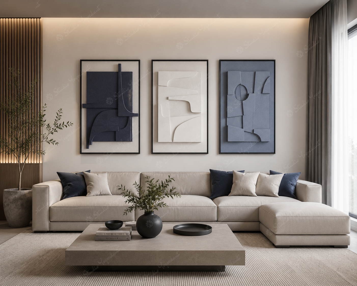 White Layered Plaster Canvas Set