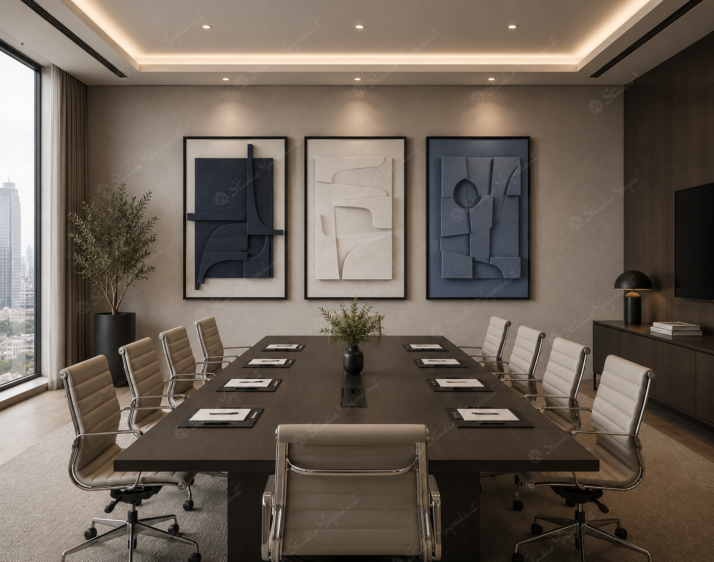 White Layered Plaster Canvas Set - Image 2