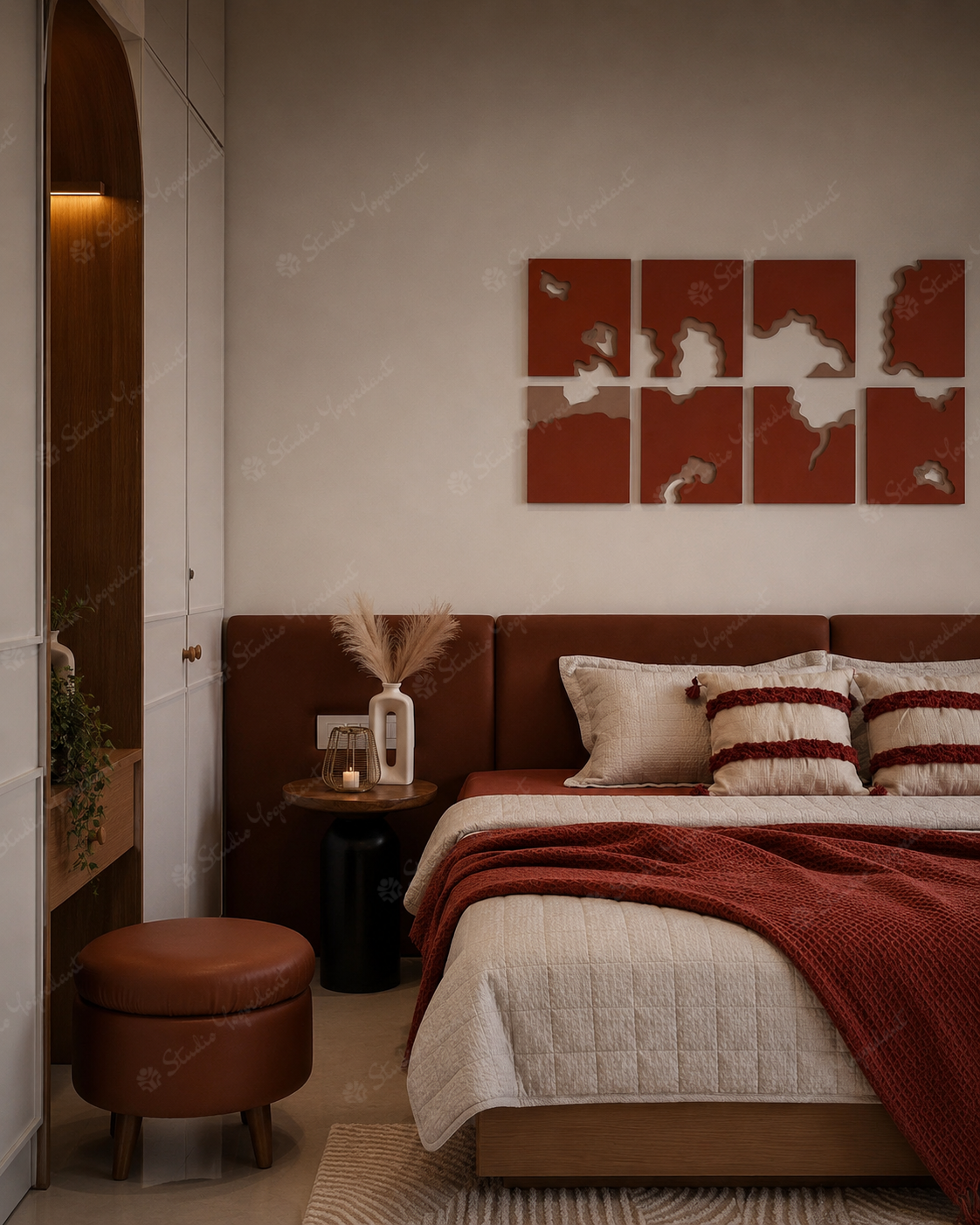 Abstract Carved Terracotta Wall Art