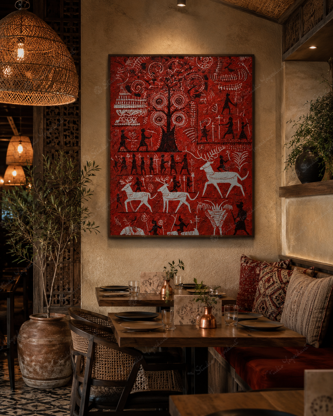 Ancient Red Hunter Folk Art - Image 2