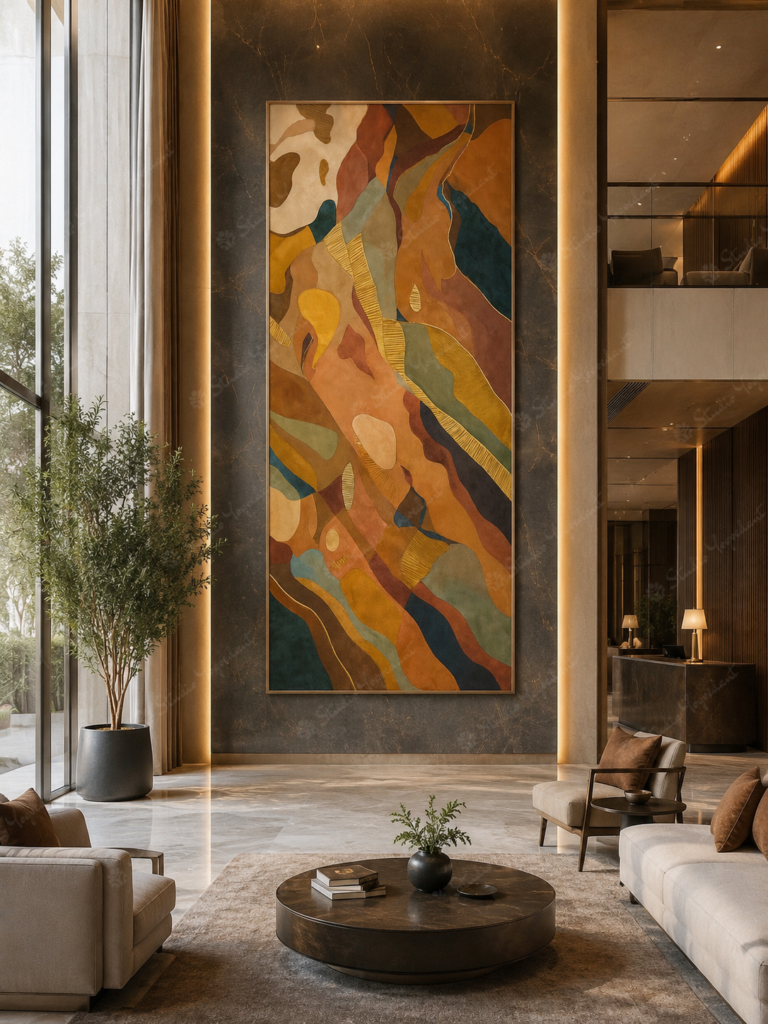 Earth Tone Patchwork Mural