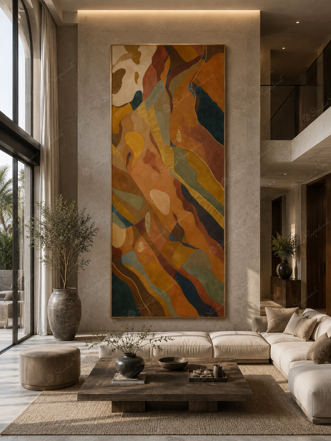 Earth Tone Patchwork Mural - Image 2