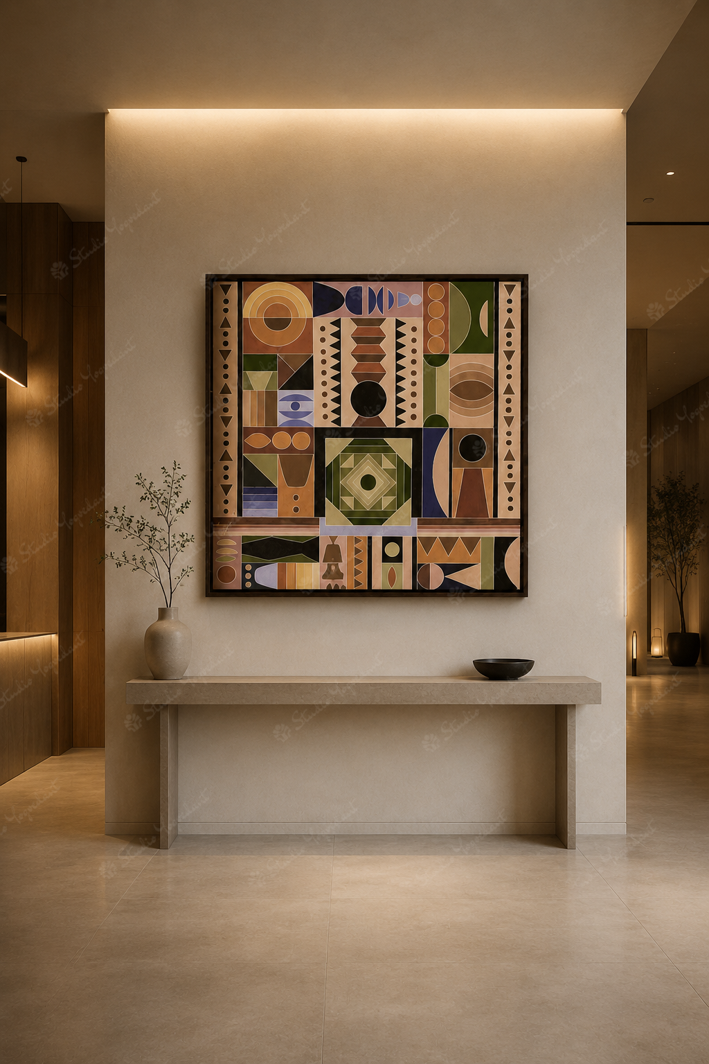 Abstract Folk Block Wall Art - Image 2