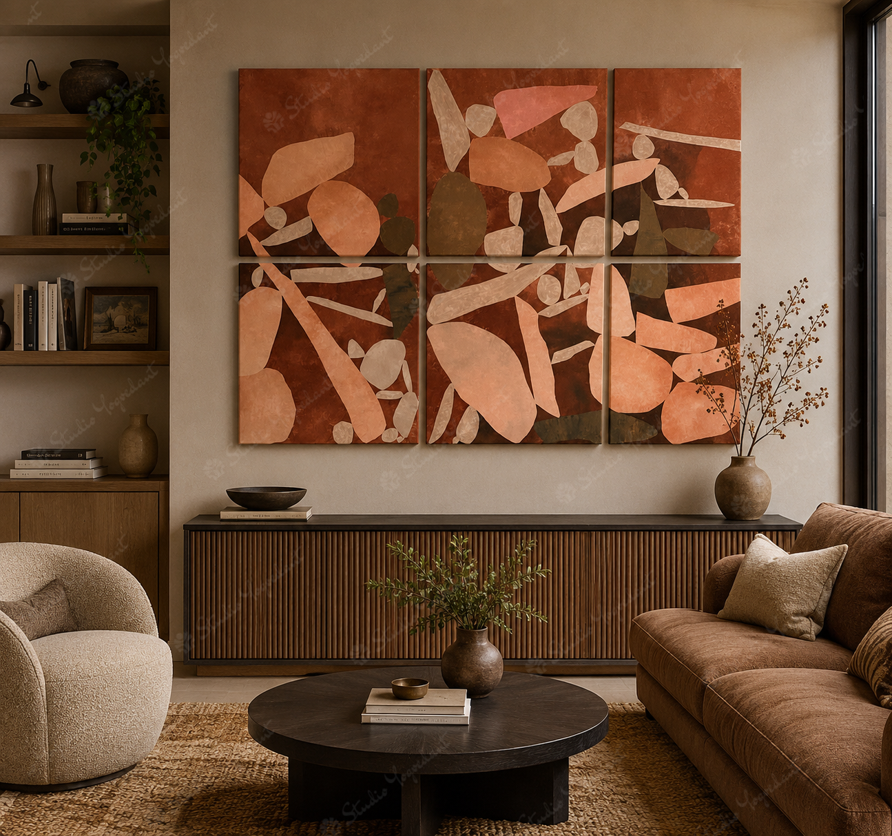 Terracotta Pebble Patchwork Canvas