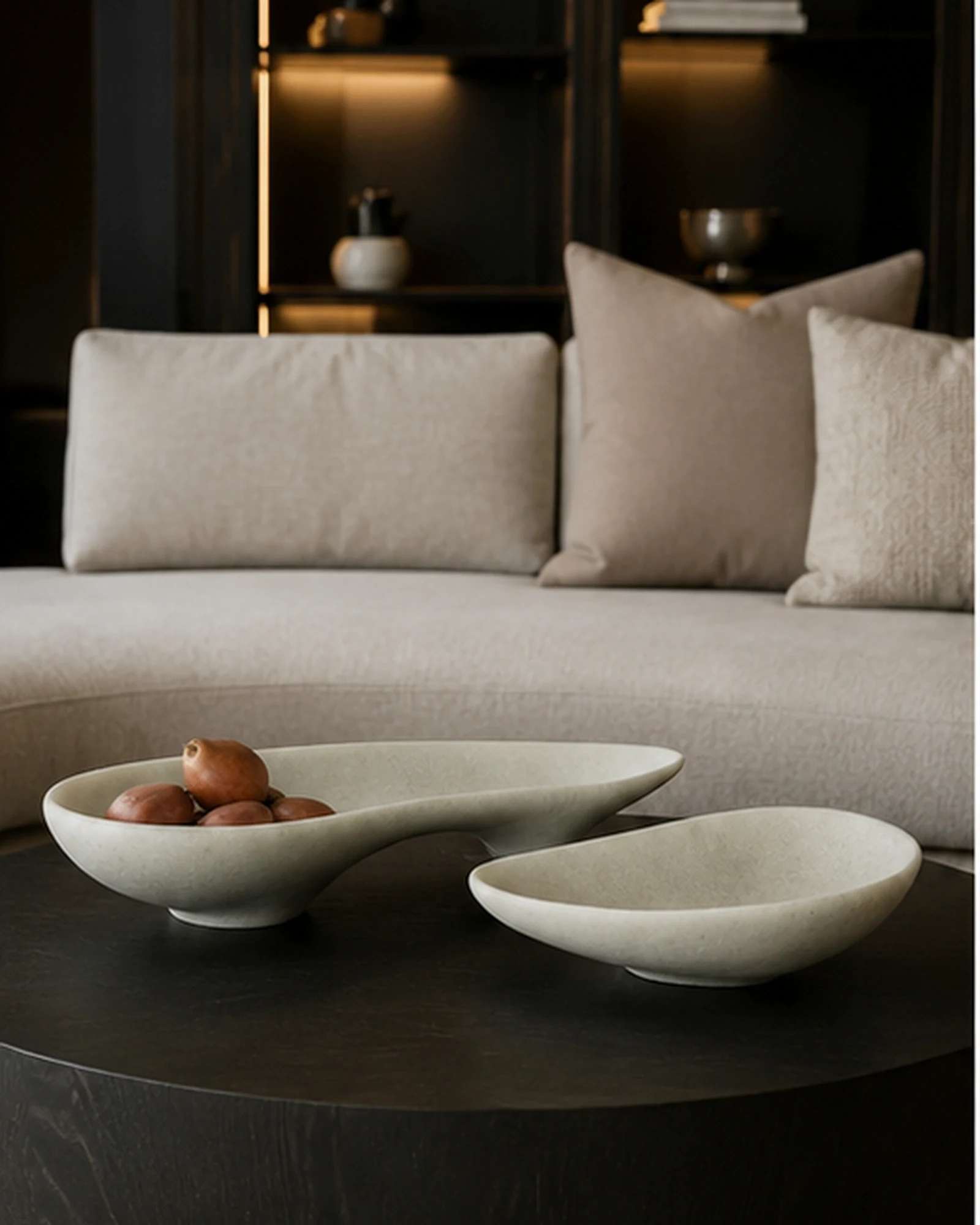 Twin Minimal Stone Bowls Set - Image 2