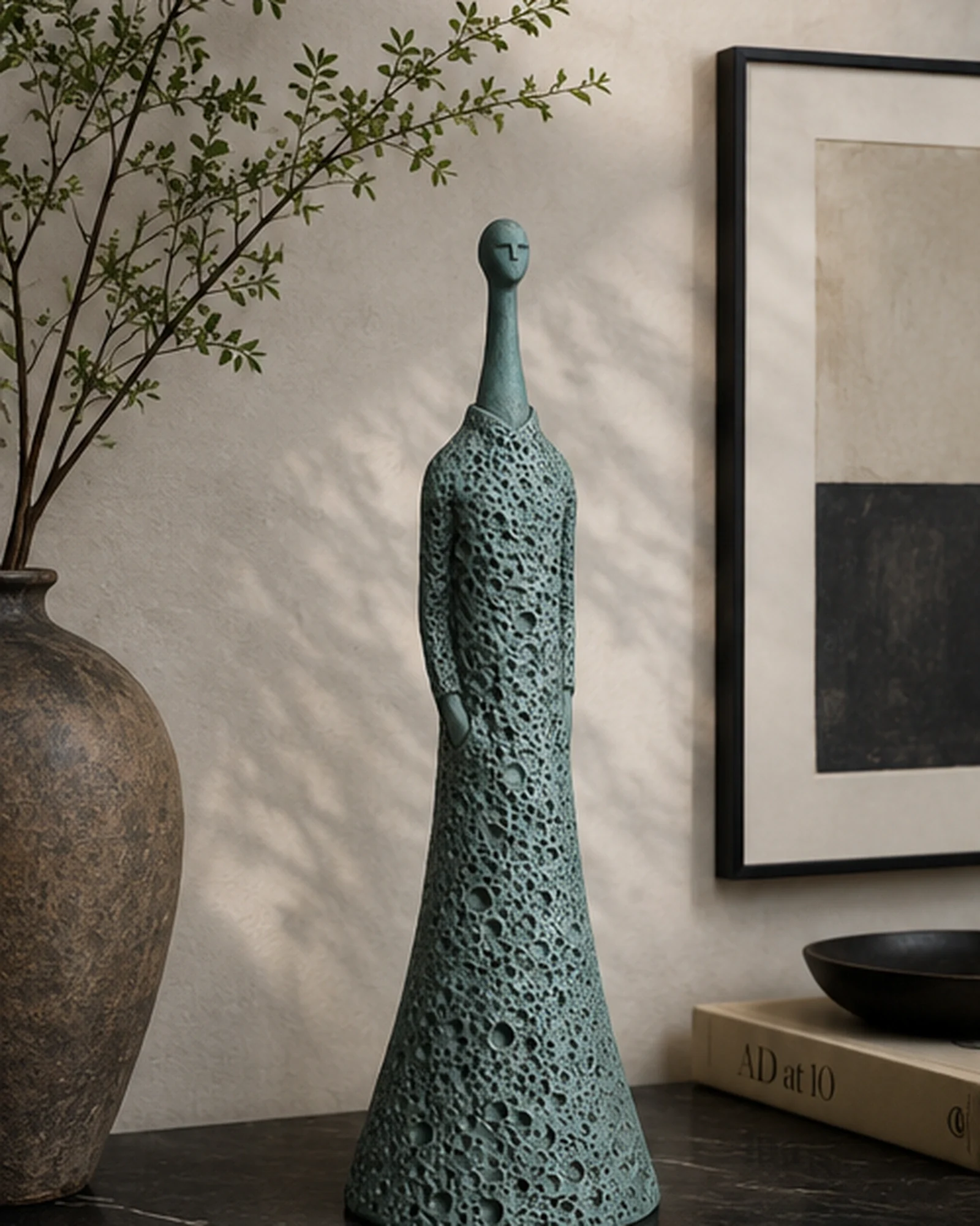 Turquoise Peacock Silhouette Sculpture