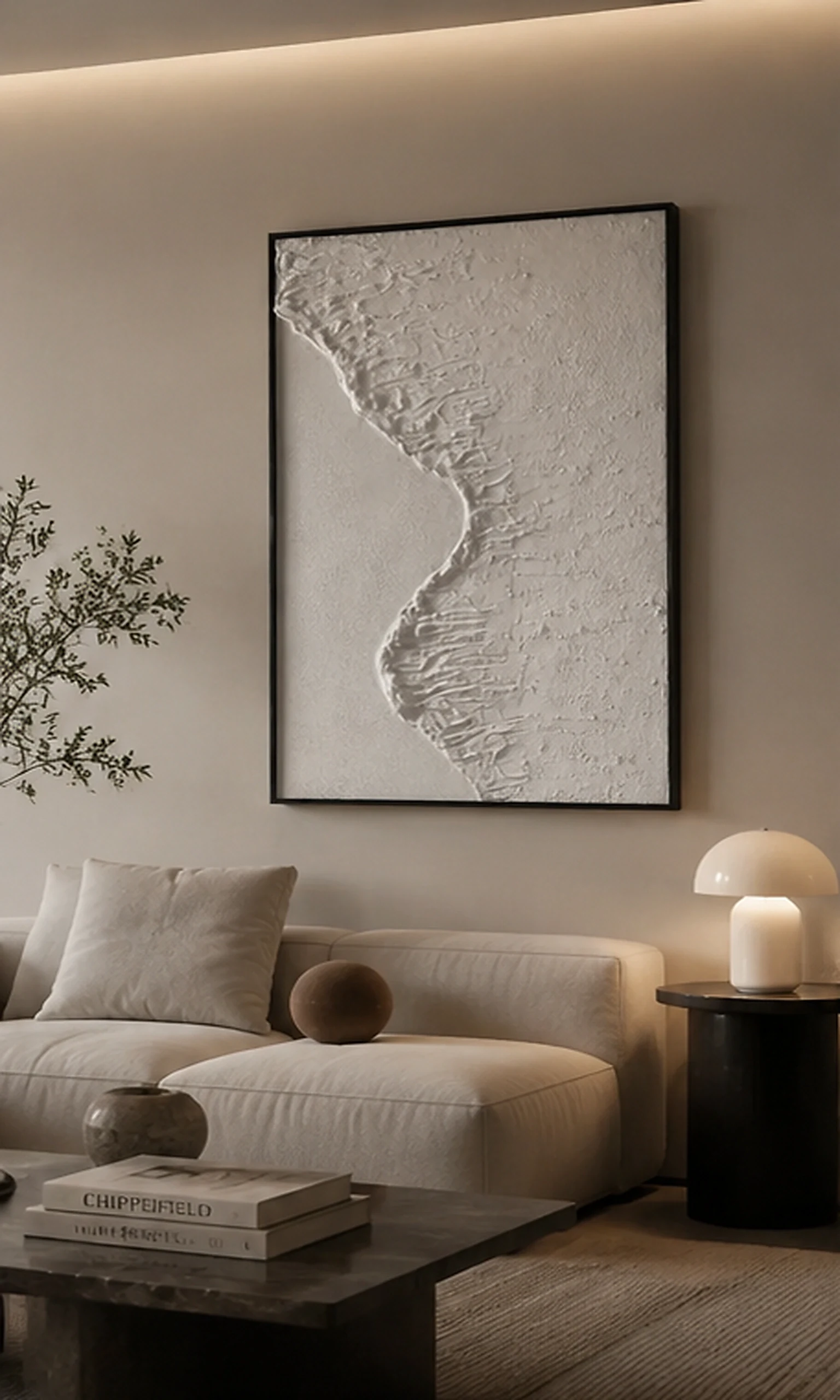 White Topographic Relief Panel