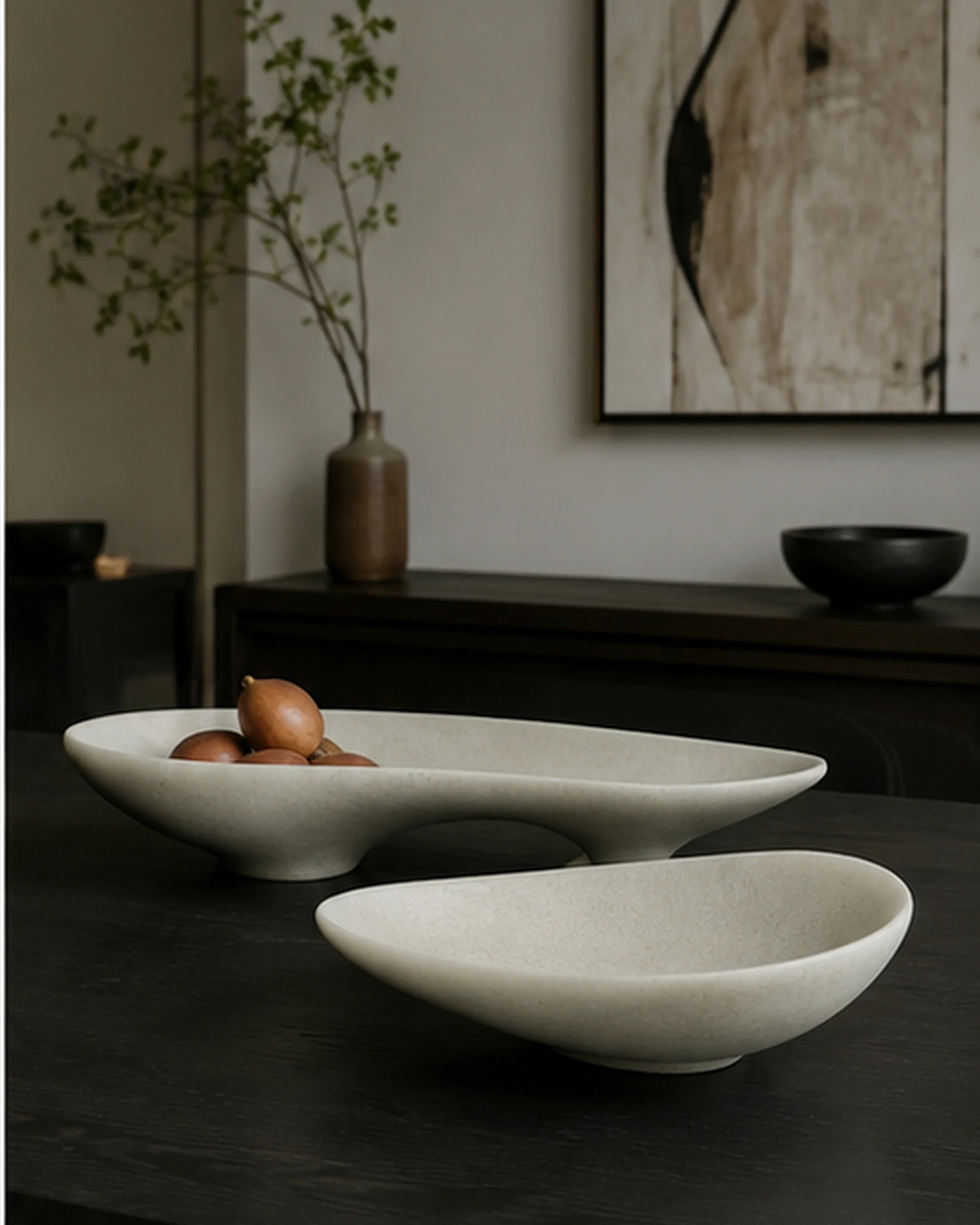 Twin Minimal Stone Bowls Set