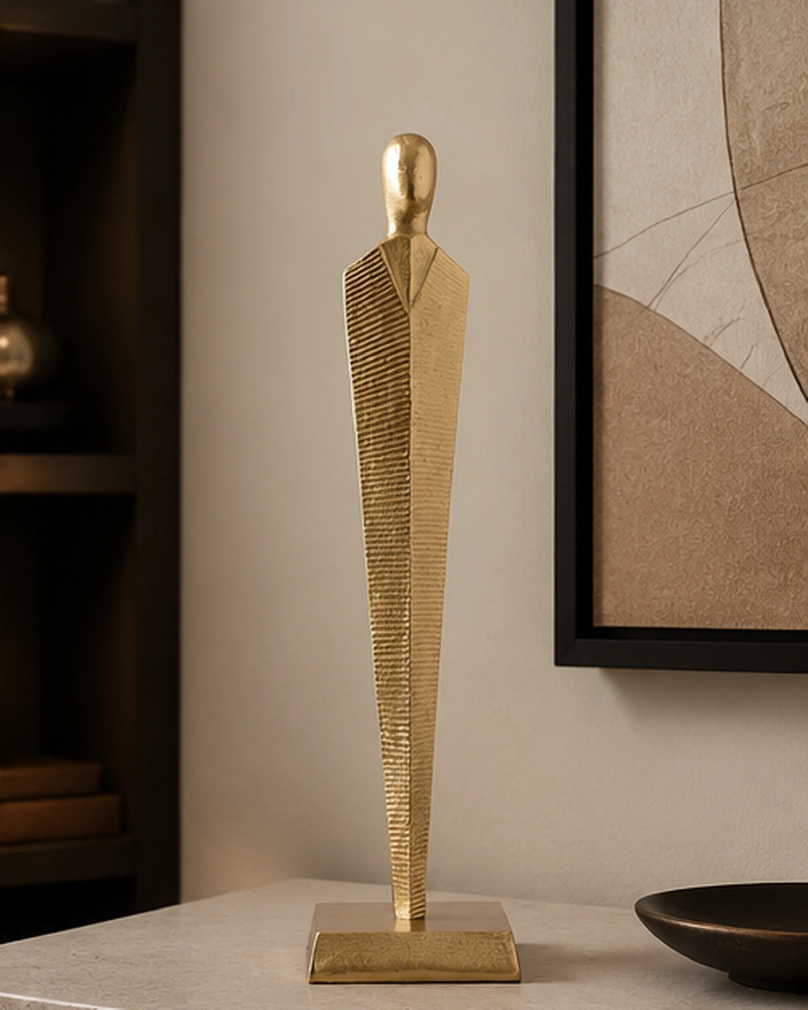 Golden Pedestal Figurine Sculpture