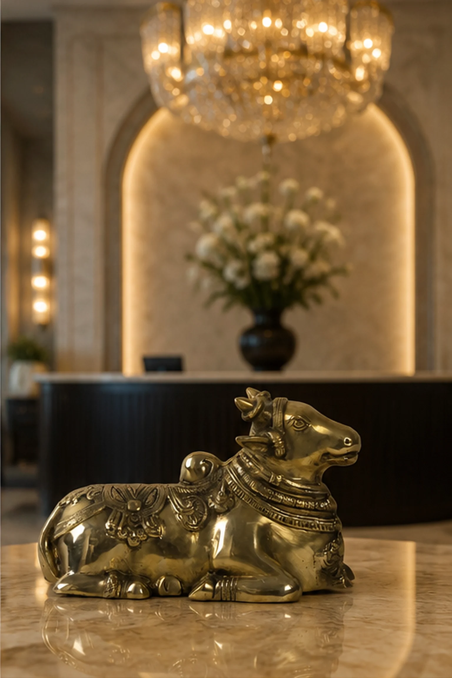 Divine Nandi Brass Collectible Sculpture