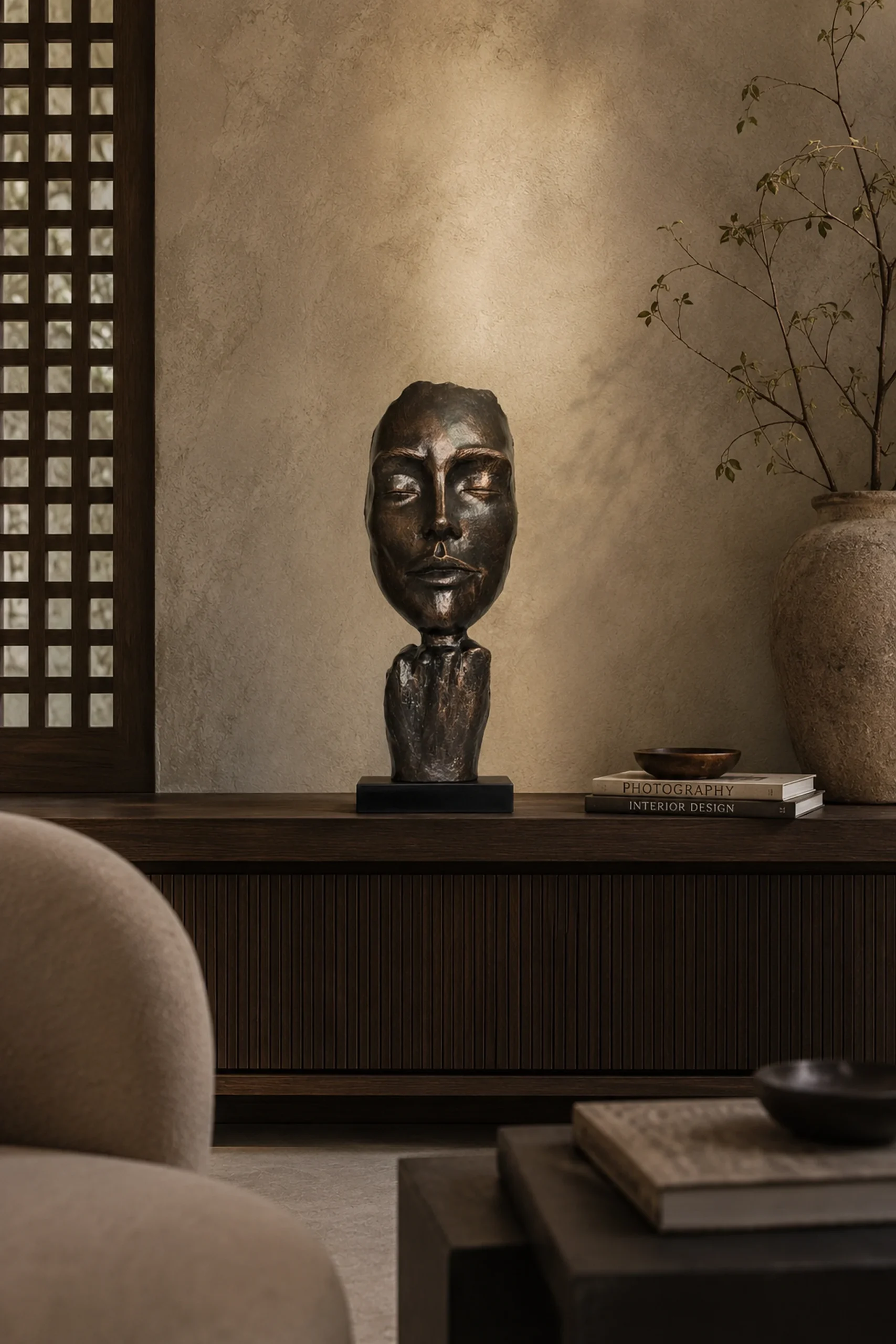 Bronze Abstract Face Bust - Image 2