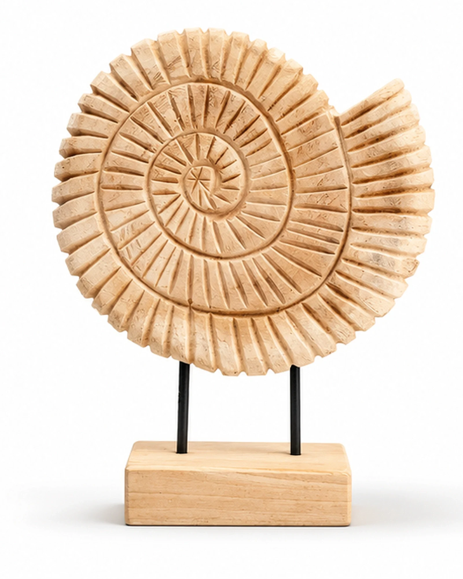 Fossil Tide Teakwood Tabletop Sculpture - Image 3