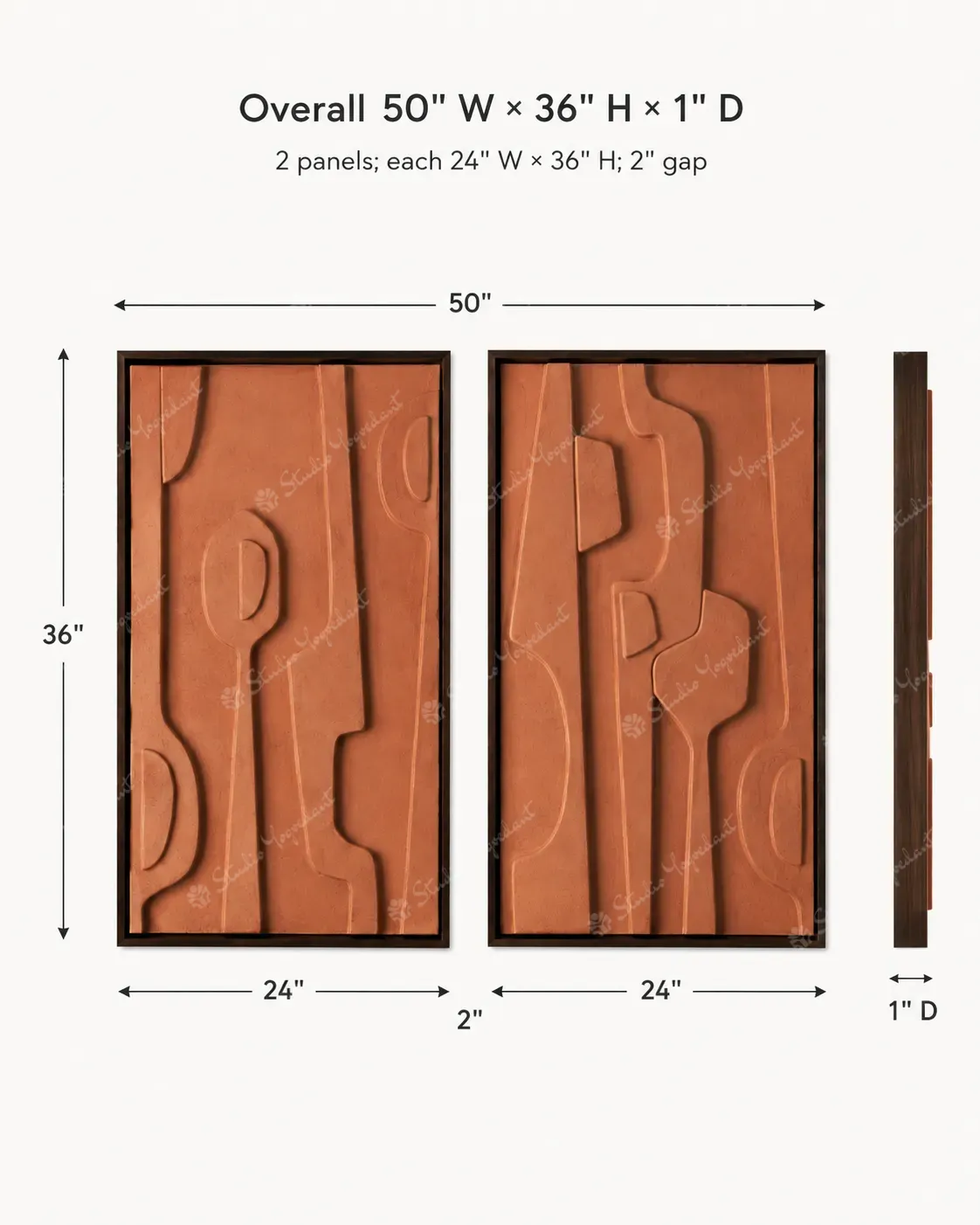 Terracotta Linear Relief Diptych - Image 4