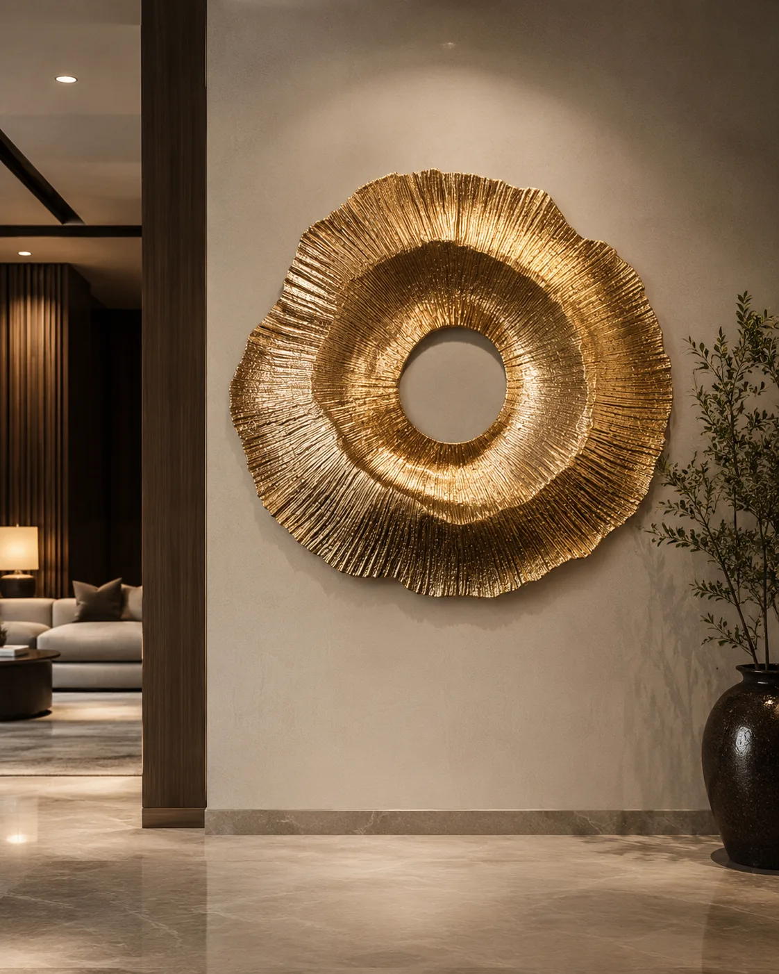 Golden Ripple Halo Wall Art - Image 2