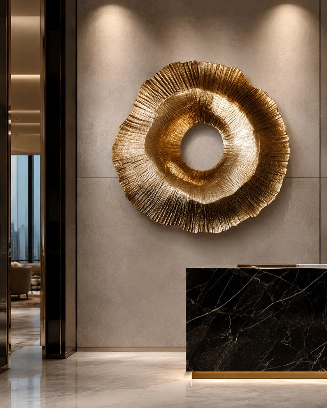 Golden Ripple Halo Wall Art
