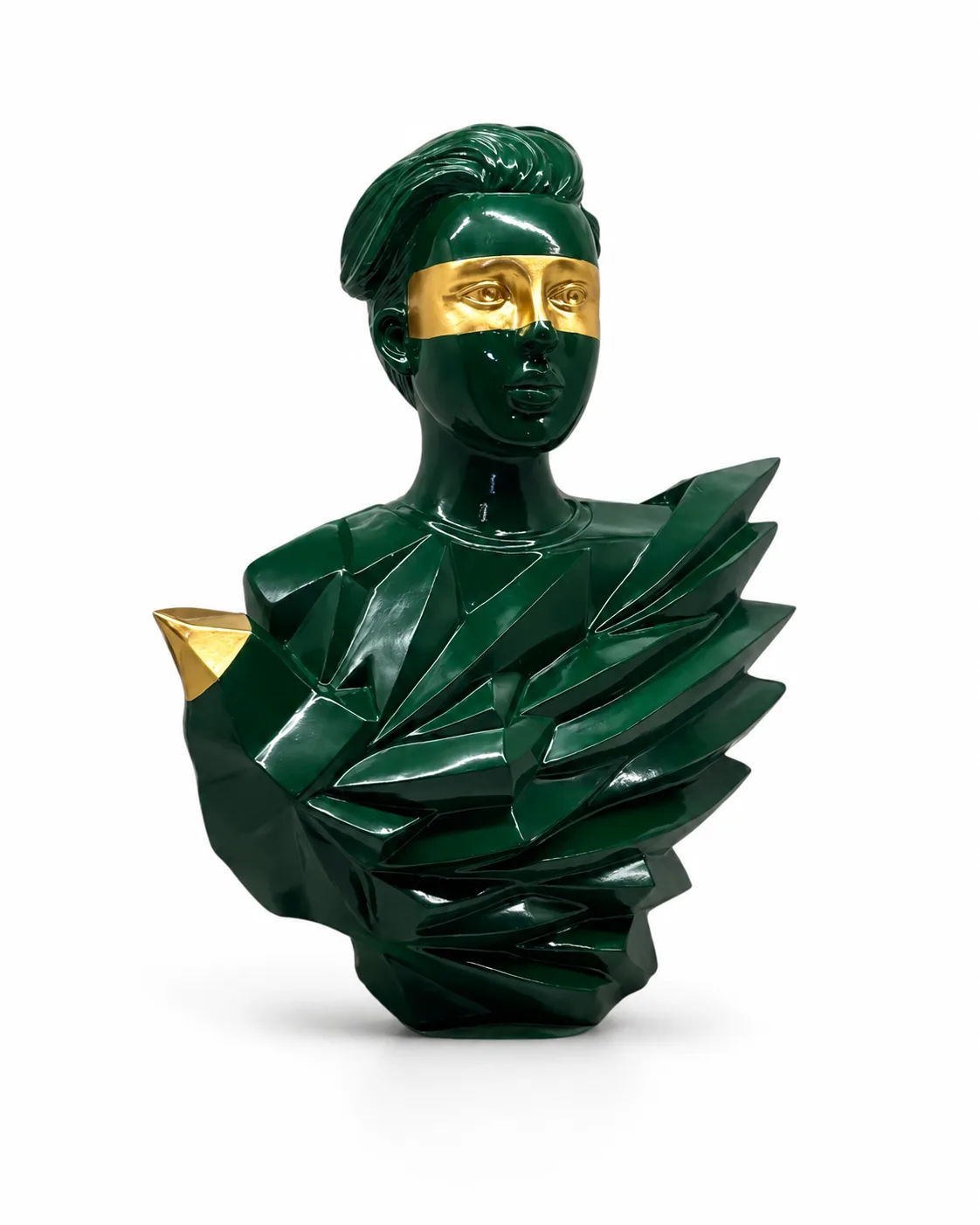 Emerald Mask Bust Sculpture - Image 4