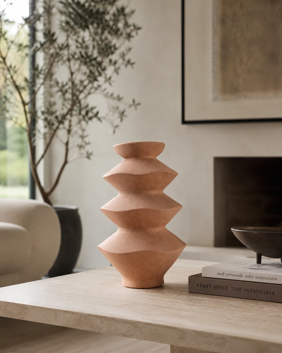 Cream Stone Stacked Vase - Image 2