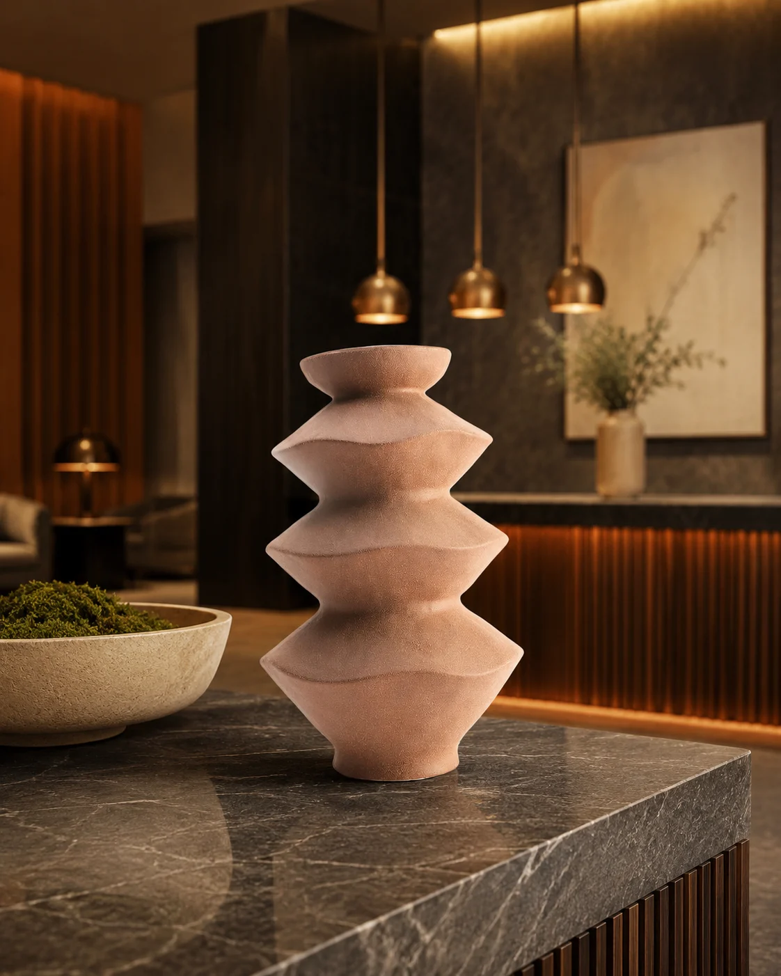 Cream Stone Stacked Vase