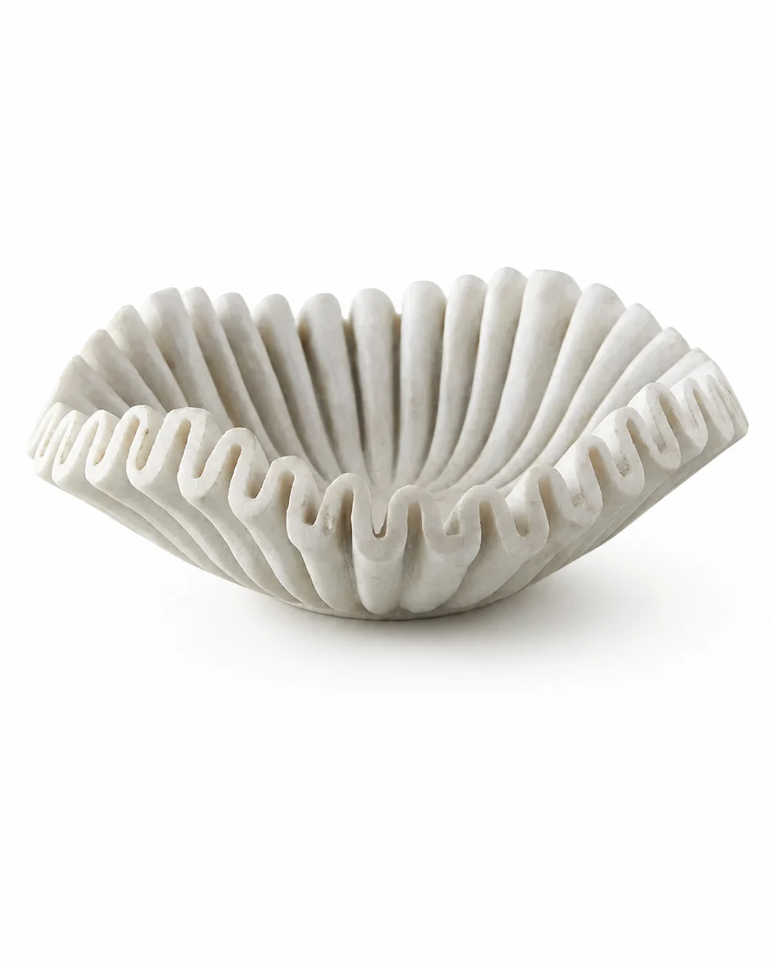 Fluted White Marble Bowl - Image 3