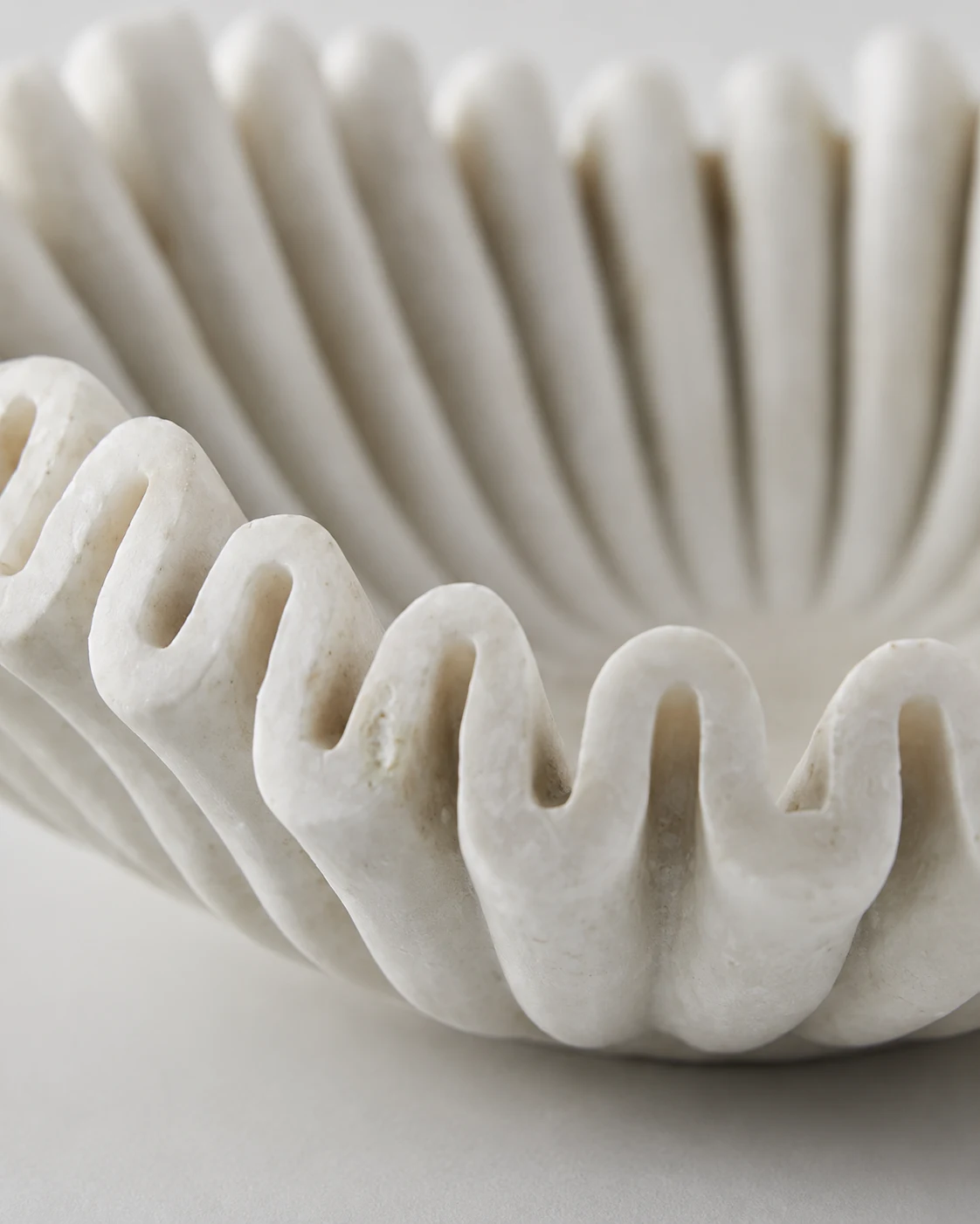Fluted White Marble Bowl - Image 4