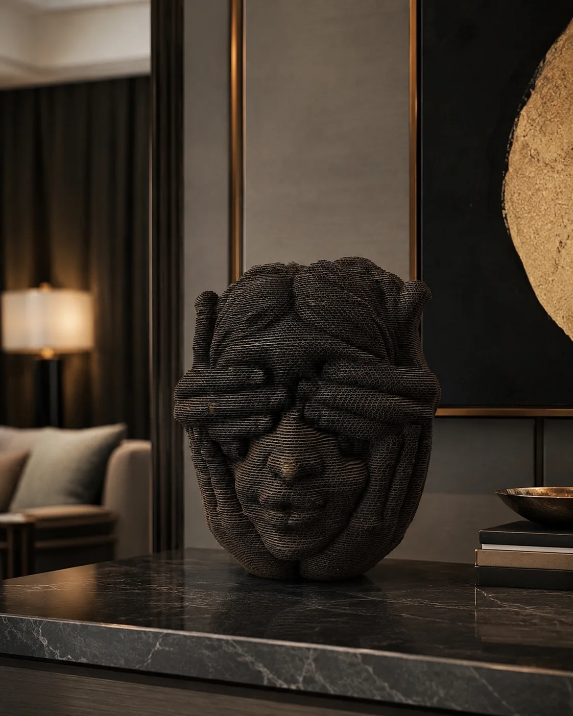 Charcoal Buddha Head Collectible Sculpture - Image 2