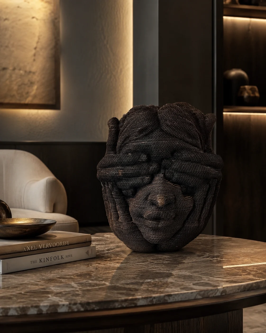 Charcoal Buddha Head Collectible Sculpture