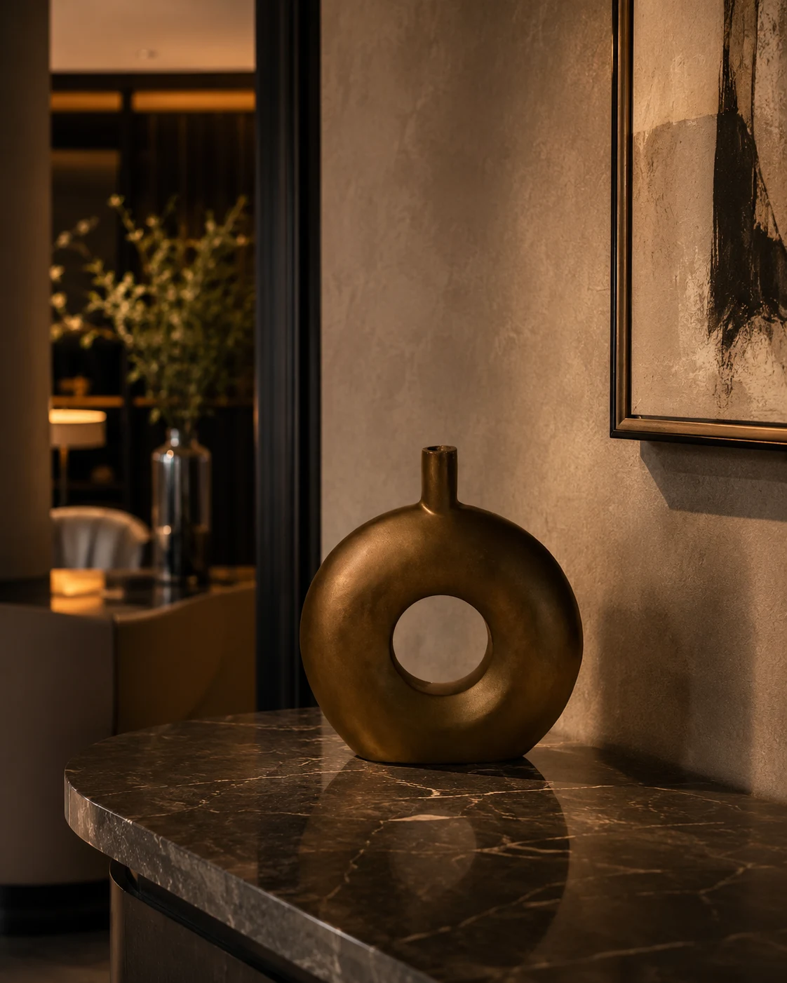Selene Bronze Donut Vase