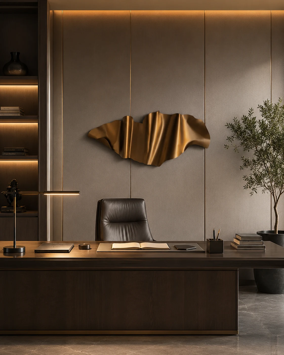 Bronze Wave Wall Sculpture - Image 4