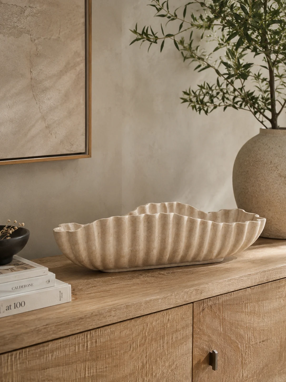 Cream Fluted Sculptural Vessel