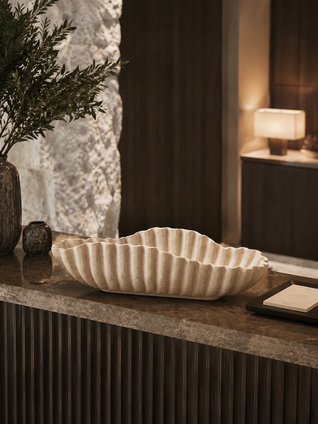 Cream Fluted Sculptural Vessel - Image 2