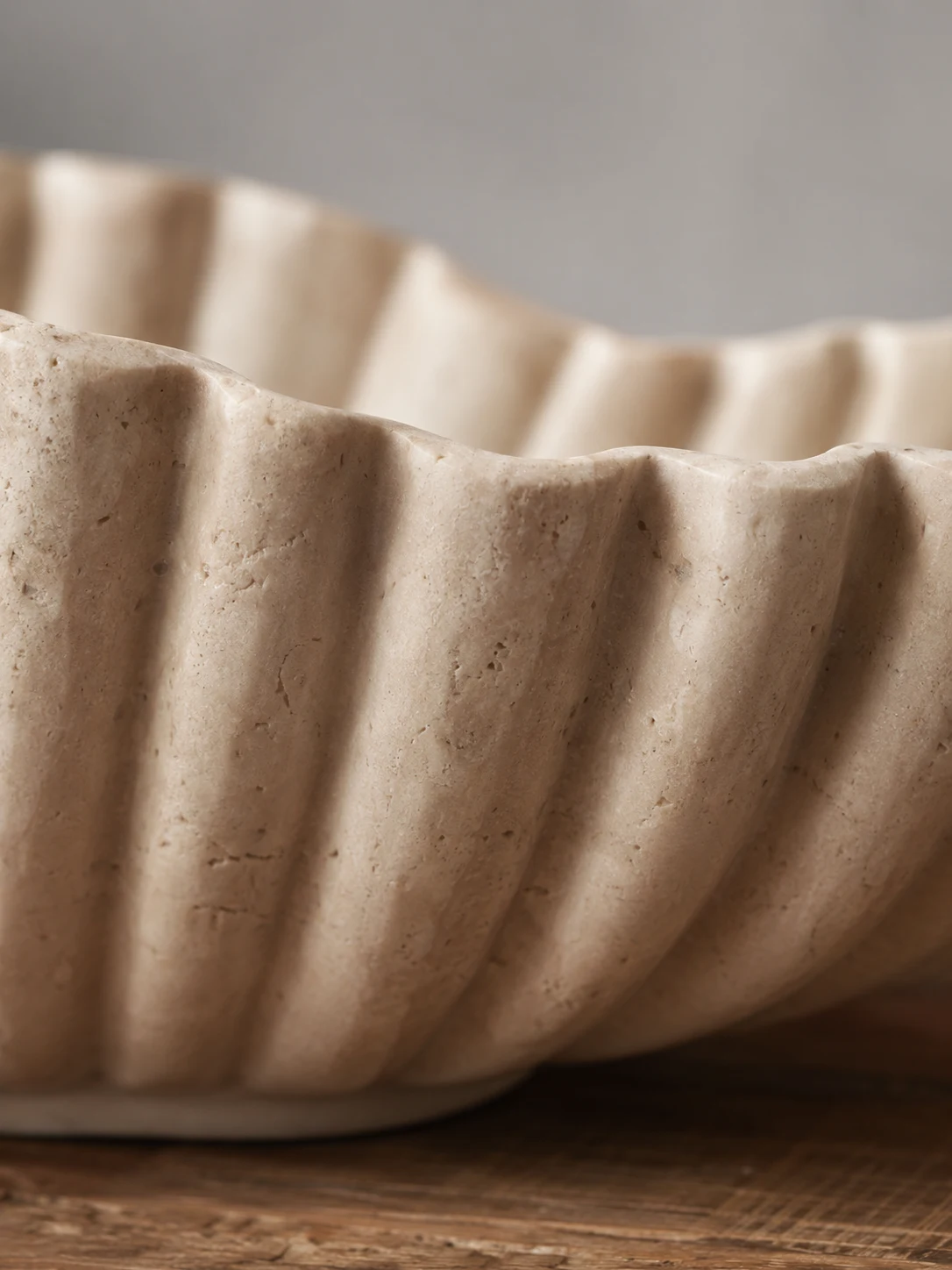 Cream Fluted Sculptural Vessel - Image 4