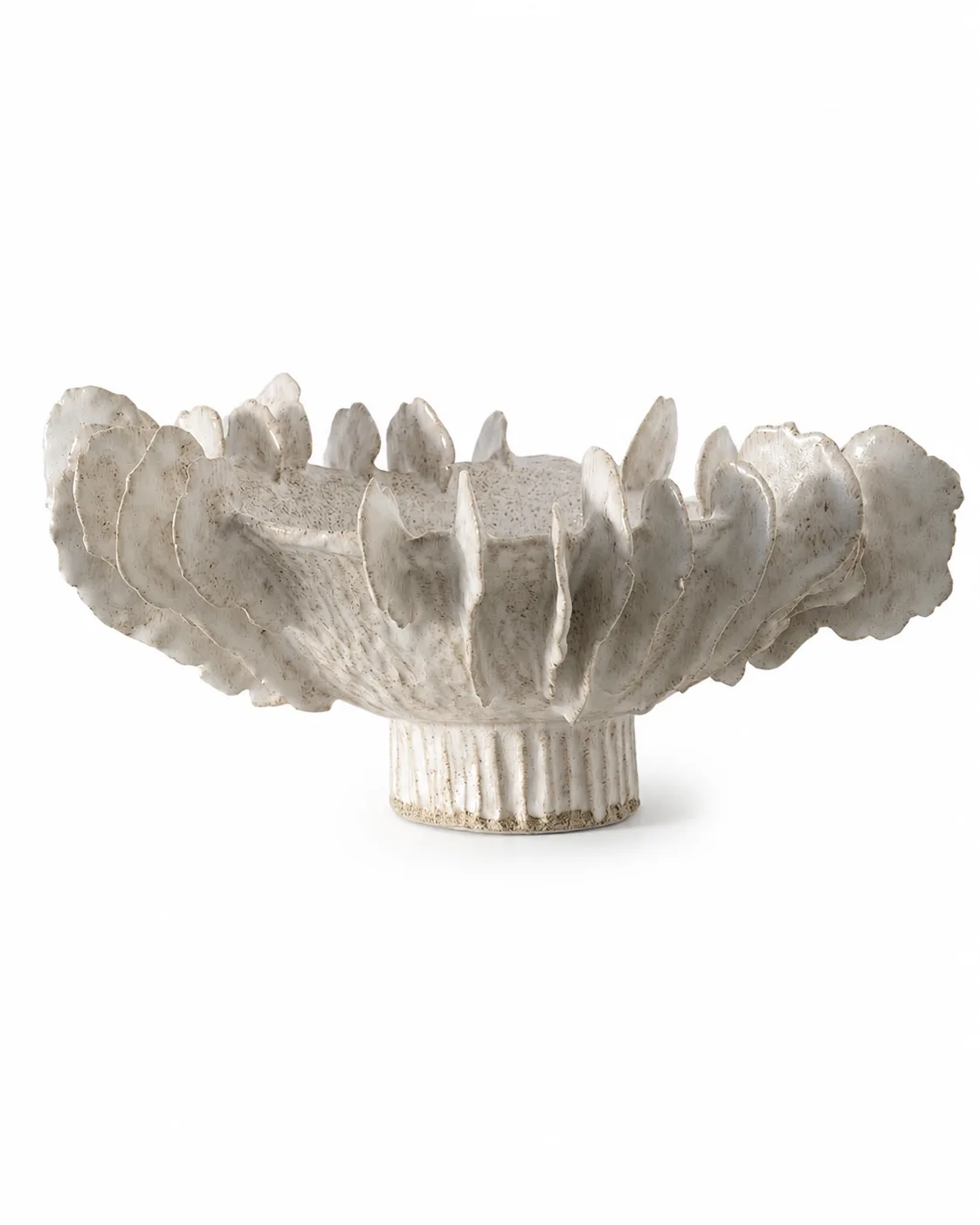 Fluted Grey Pedestal Bowl Sculpture - Image 4