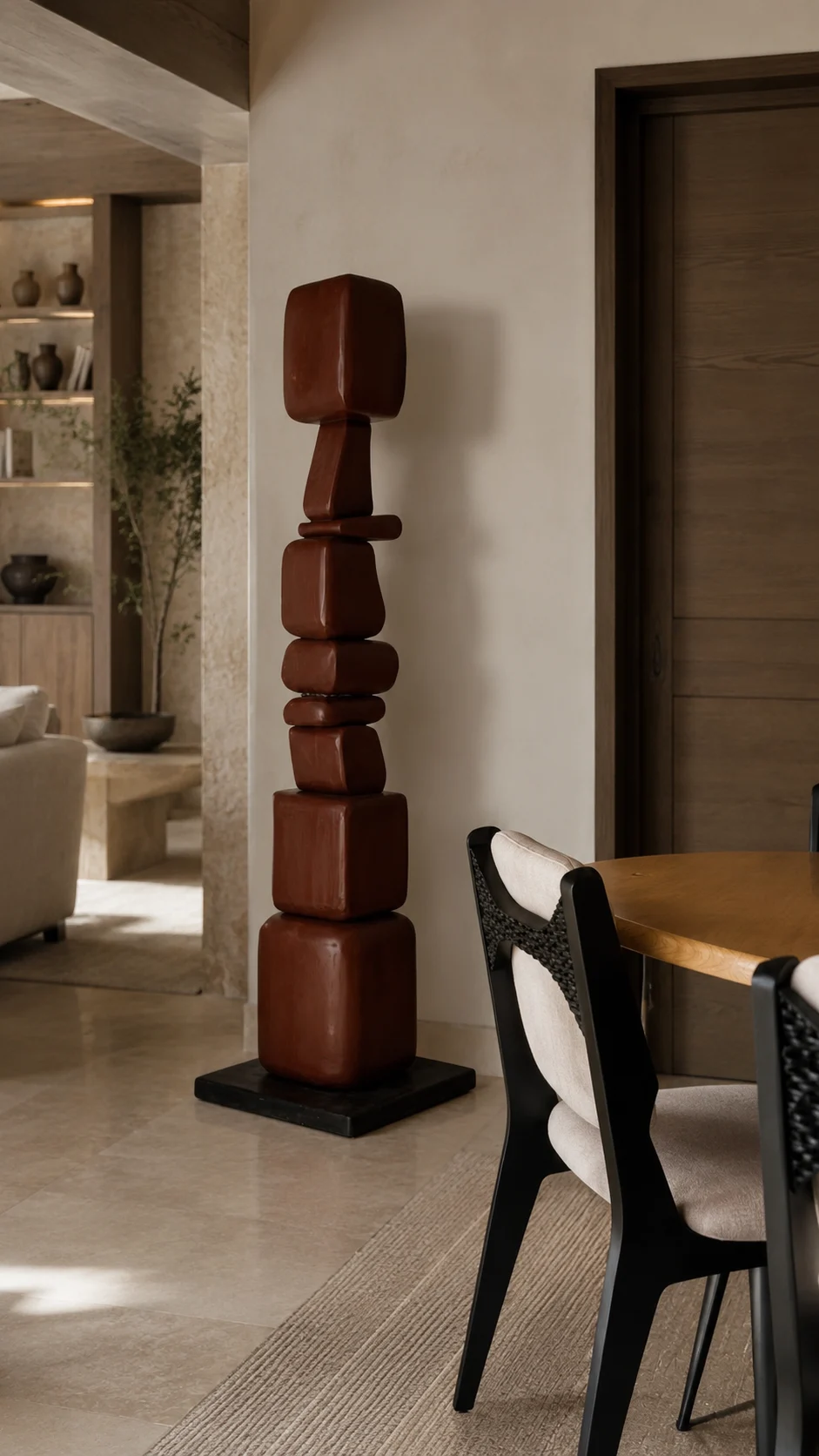 Dark Stacked Block Totem Sculpture - Image 2