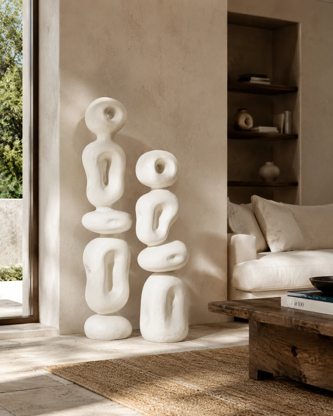 White Organic Loop Totem Pair