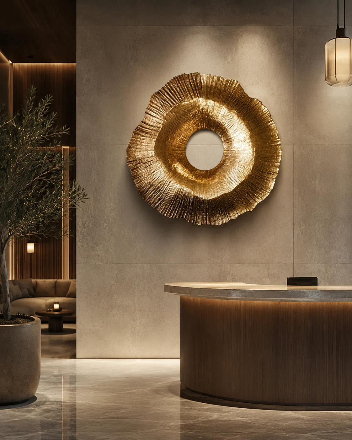 Golden Ripple Halo Wall Art - Image 4