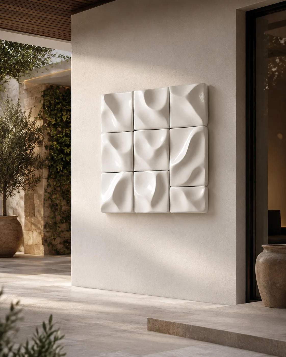 White Cushioned Grid Relief - Image 4