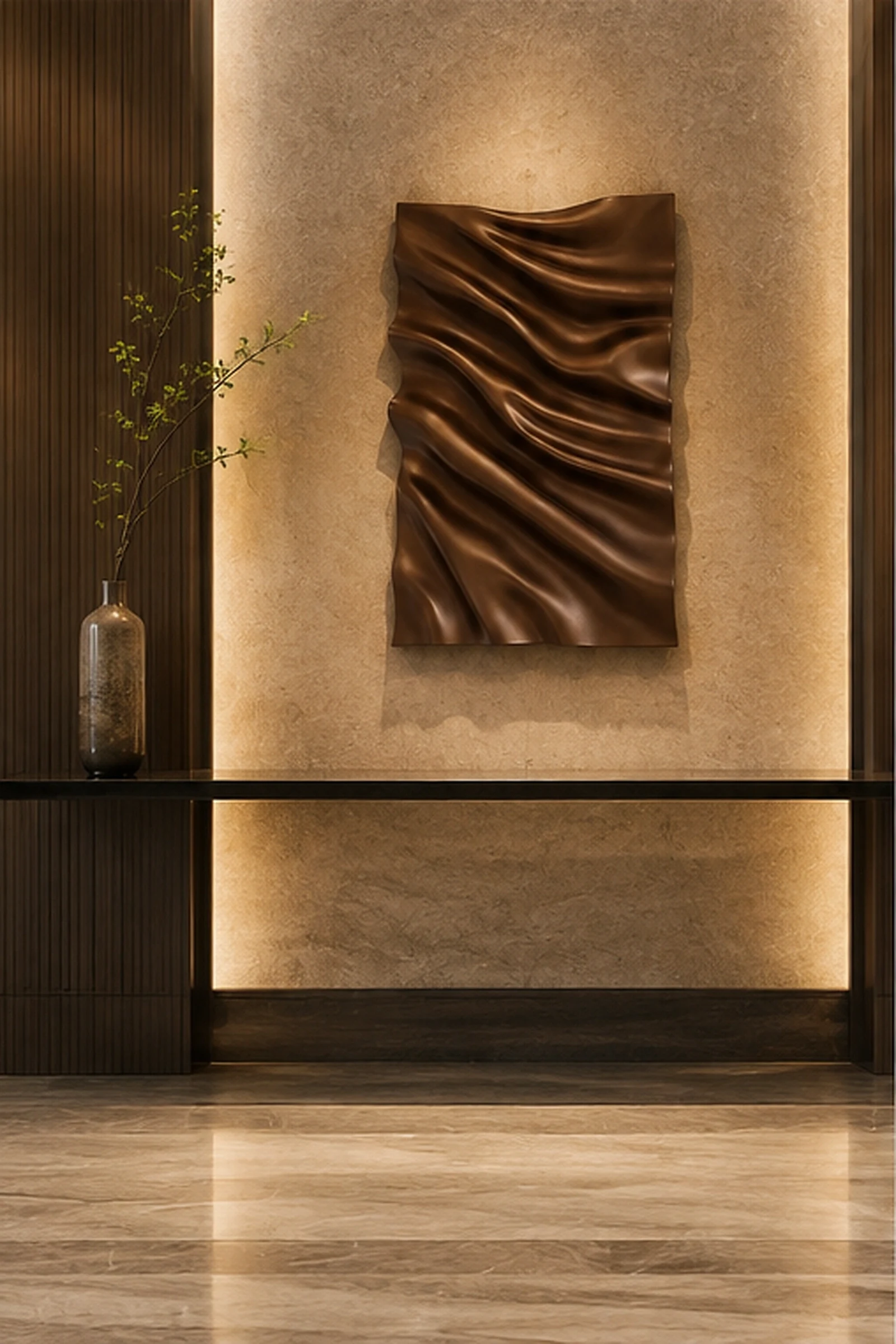 Brown Wave Relief Panel