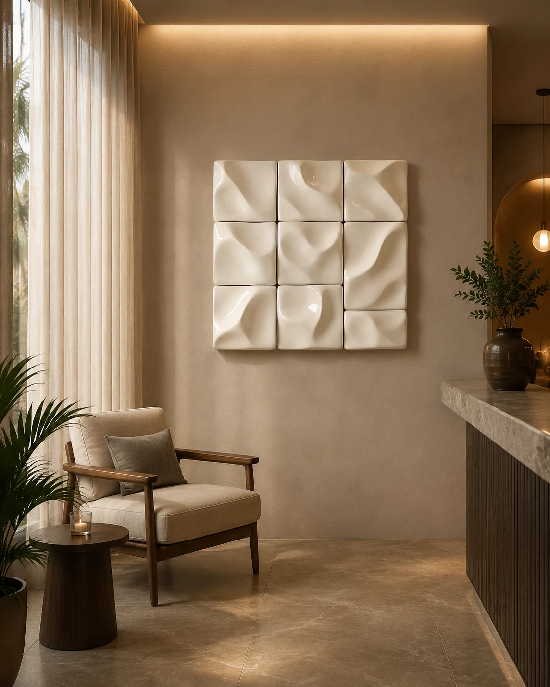 White Cushioned Grid Relief