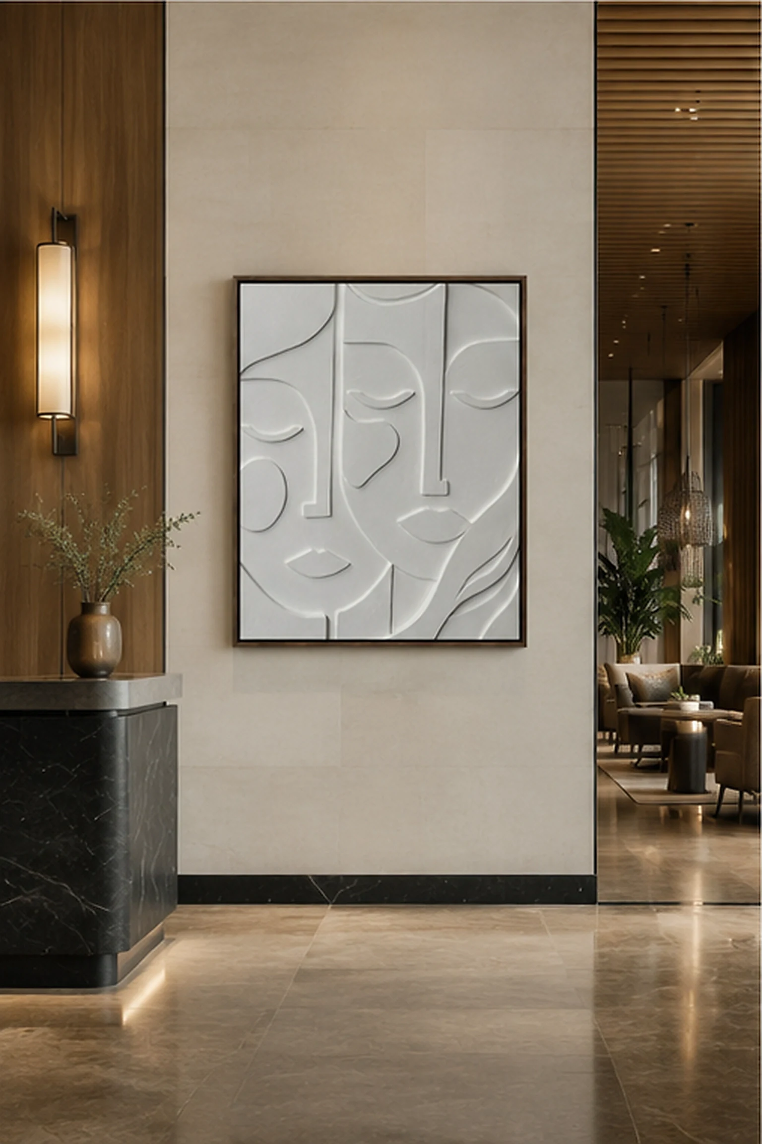 White Rhythm Relief Panel