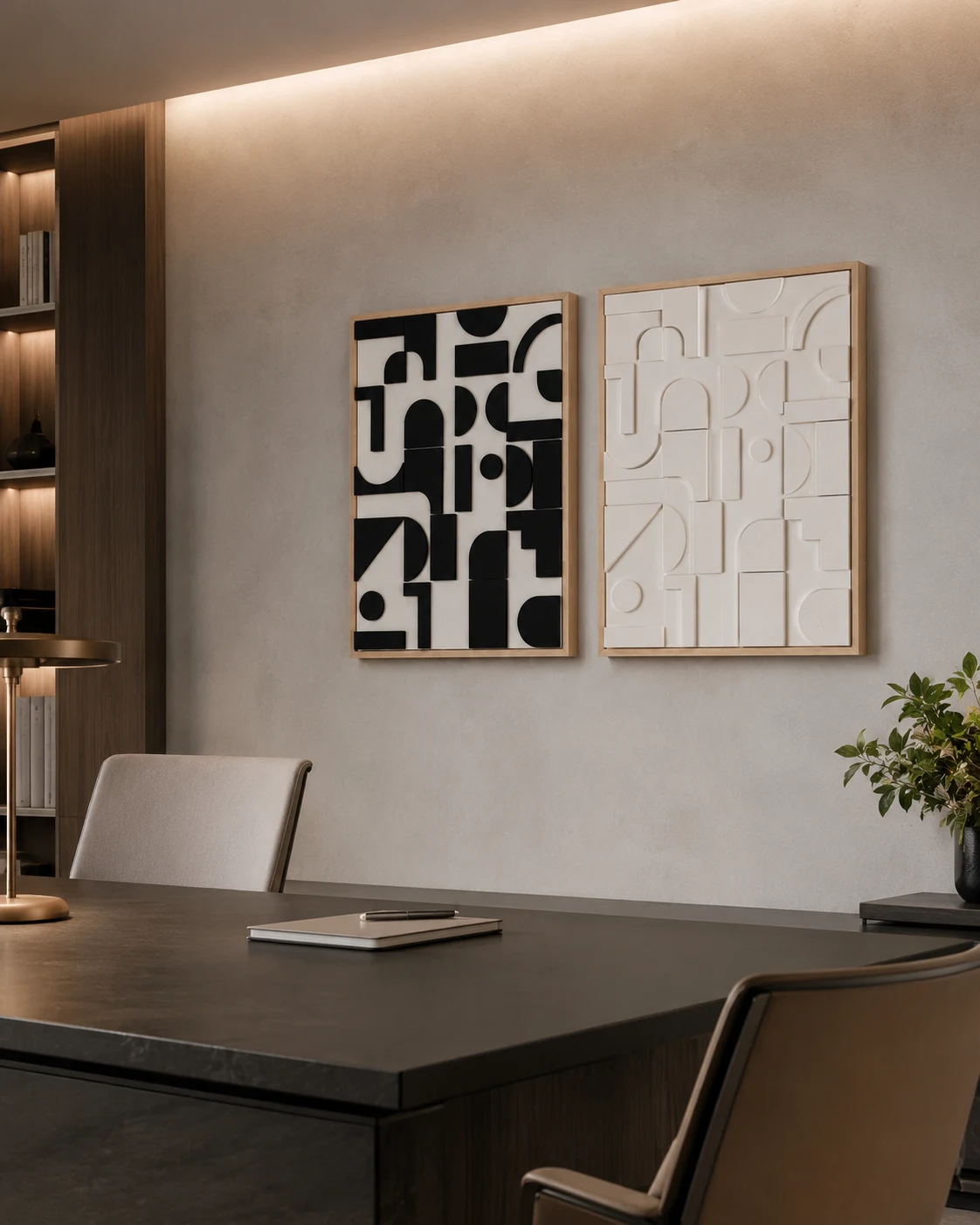 Black and White Graphic Relief Pair - Image 4