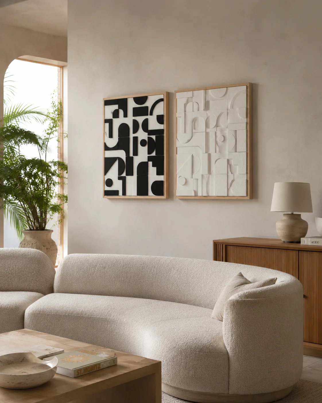 Black and White Graphic Relief Pair - Image 3